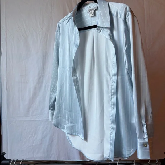 Women’s Light Blue Stripe Button-Up Shirt - Picture 3 of 8